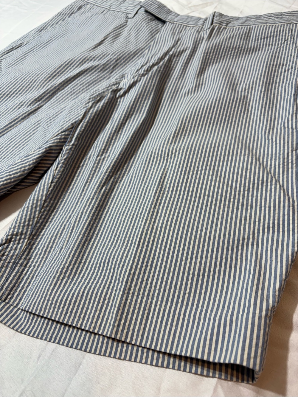 Polo Ralph Lauren Mens 36 Blue White Pinstripe Seersucker Chino Shorts
